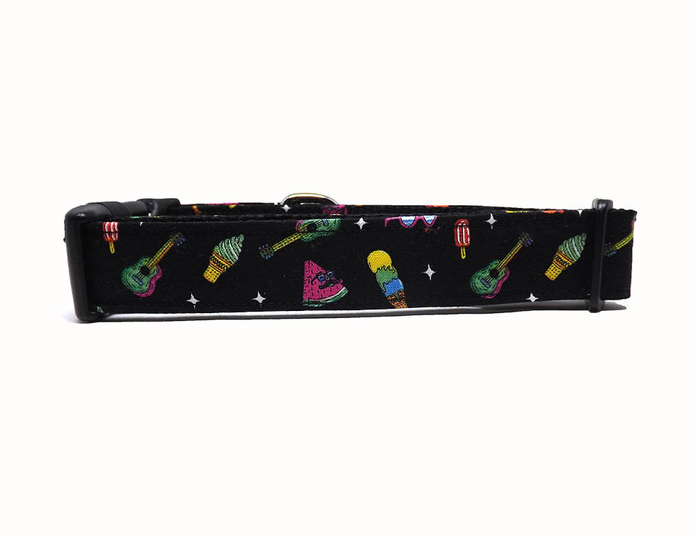 Thumbnail: Dog Collar - 'Retro Summer' - Summer Icons Novelty Cartoon Design
