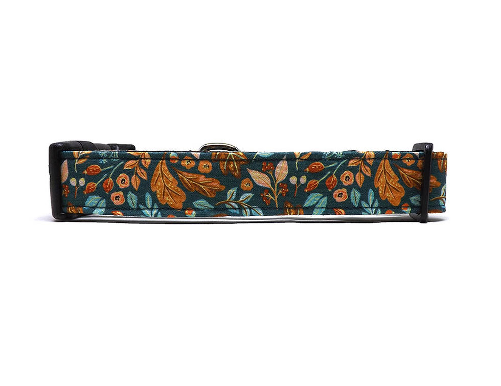 Thumbnail: Dog Collar - 'Nature's Harvest' - Fall Foliage Leaf and Berry Design