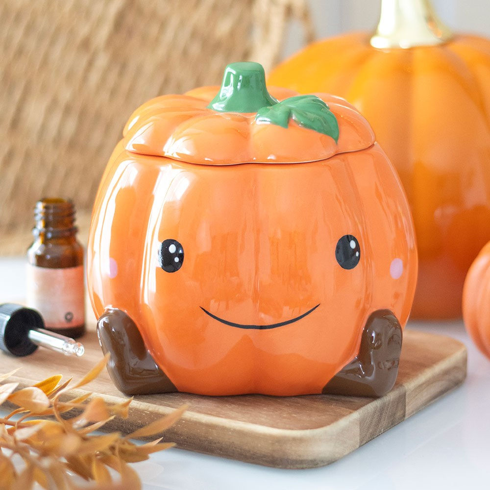 Smiling Ceramic Pumpkin Oil Burner Wax Warmer
