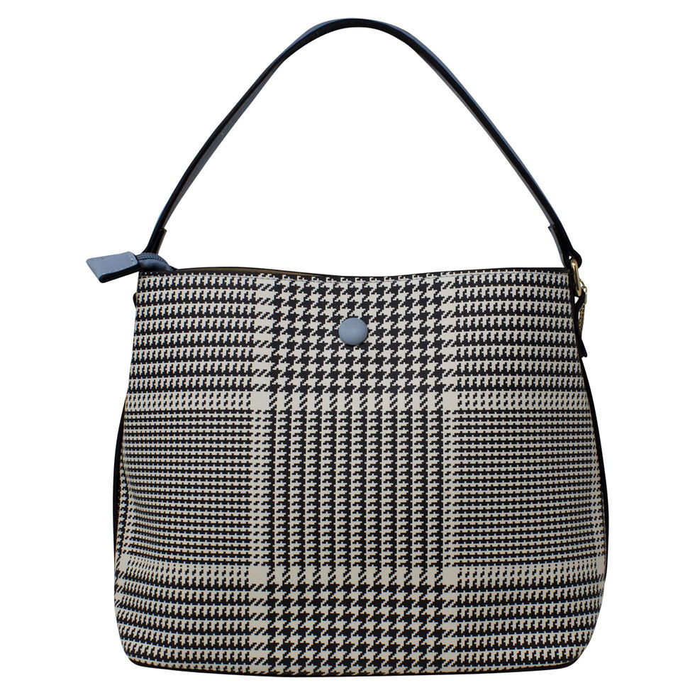 Thumbnail: Blue Dogtooth Chain Lock Handbag