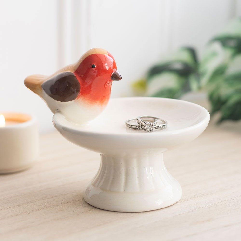 Robin Ceramic Bird Bath Trinket Dish