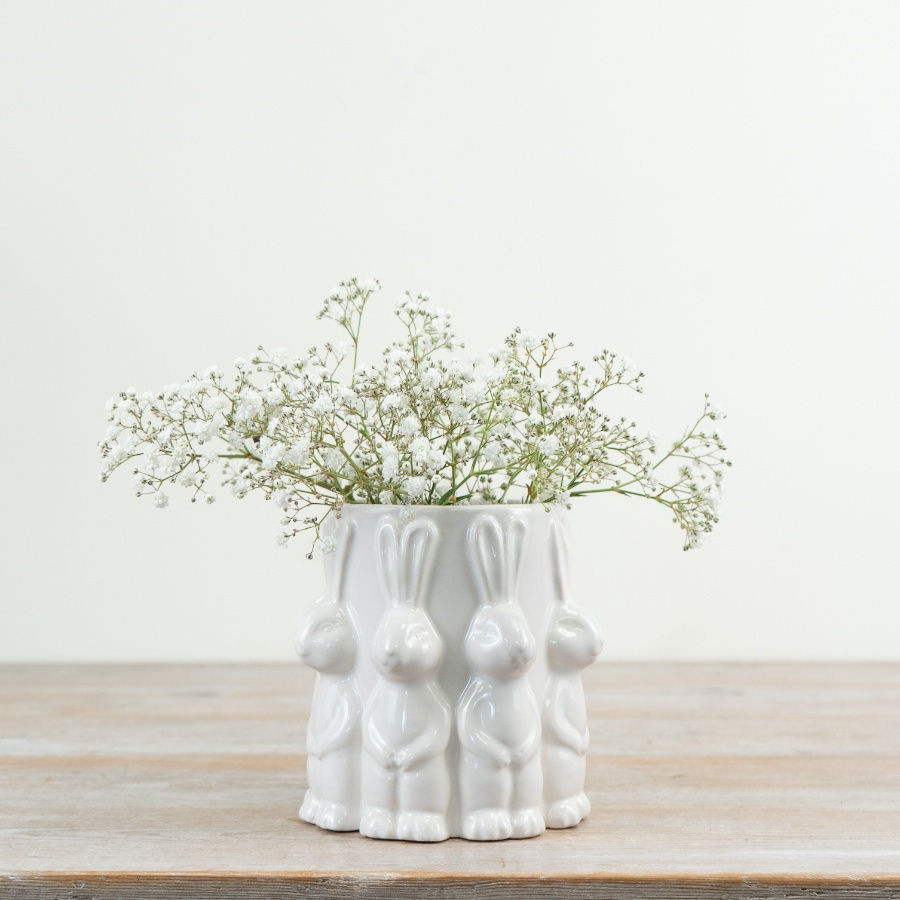 White Ceramic Bunny Vase