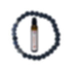 Essential oil roll on amber bottle ENERGY blend and Blue Spot Jasper gemstone beaded bracelet with a calming dragon design.