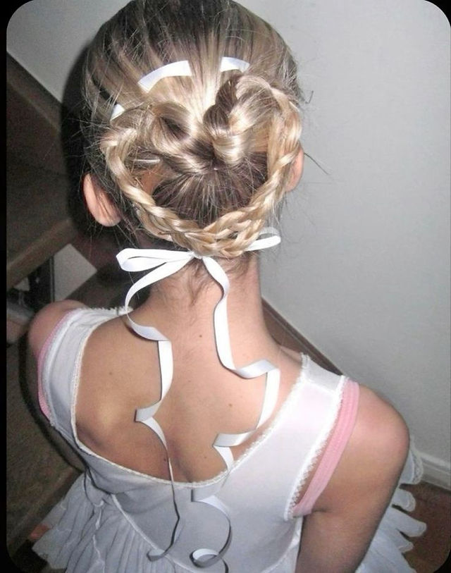 balletcore hairstyle idea ribbon braids