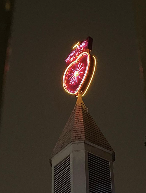 California neon church sign