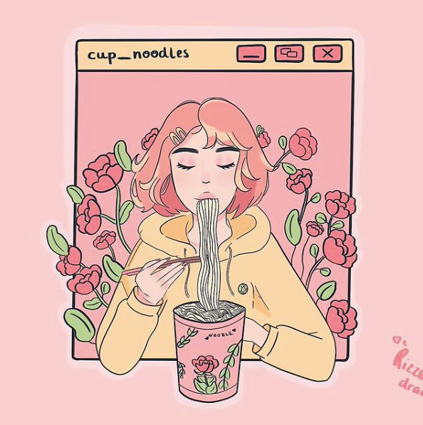 cup noodles drawing by @rizzodraws