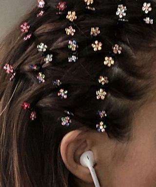 blinged out hair with gem hair clips y2k hairstyle