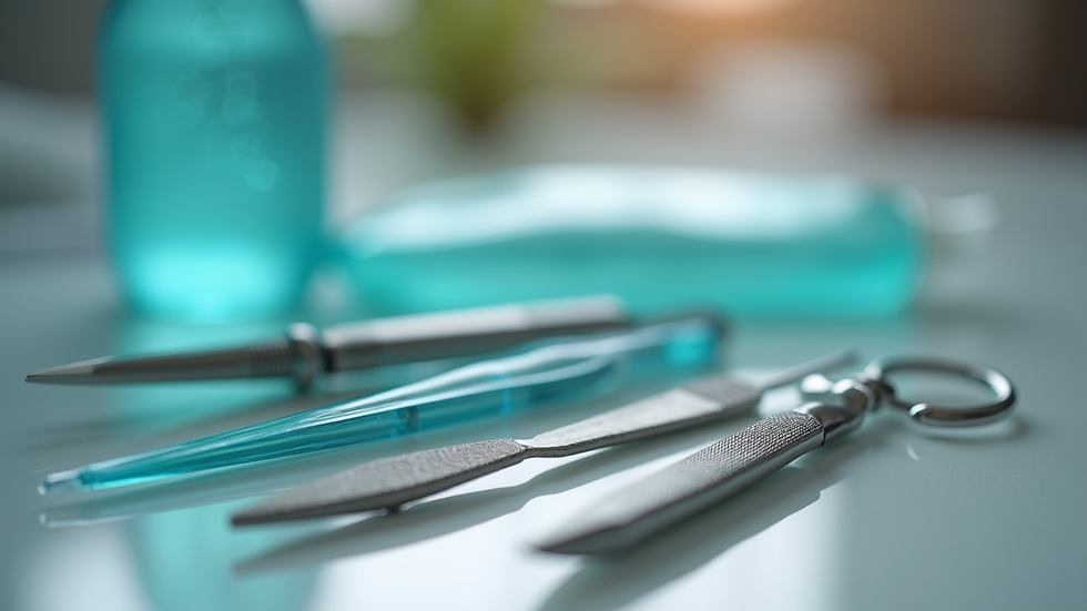 Close-up view of a diabetic foot care kit with essential tools
