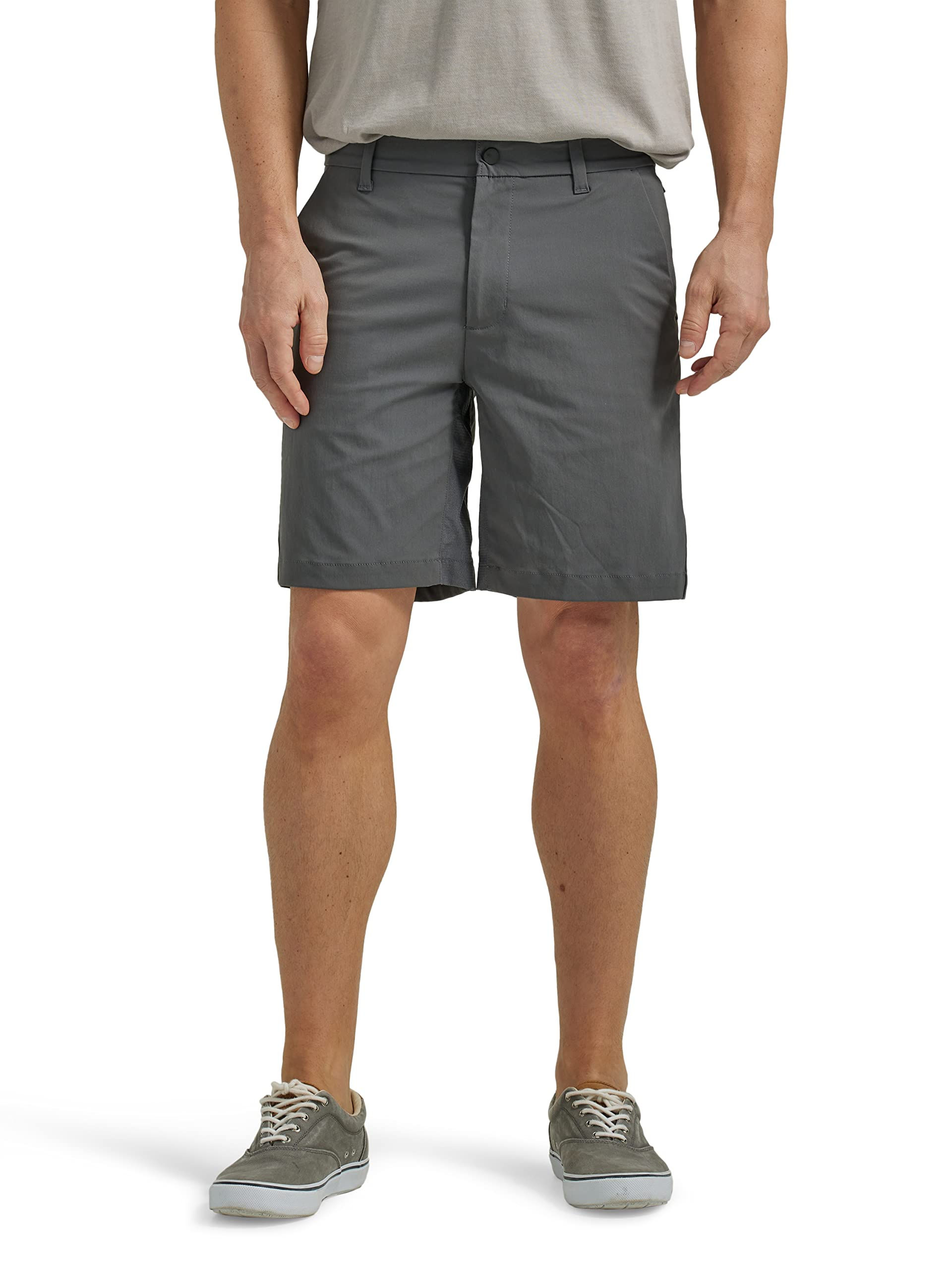 Lee Mens Extreme Motion Regular Fit Synthetic Flat Front Short Charcoal