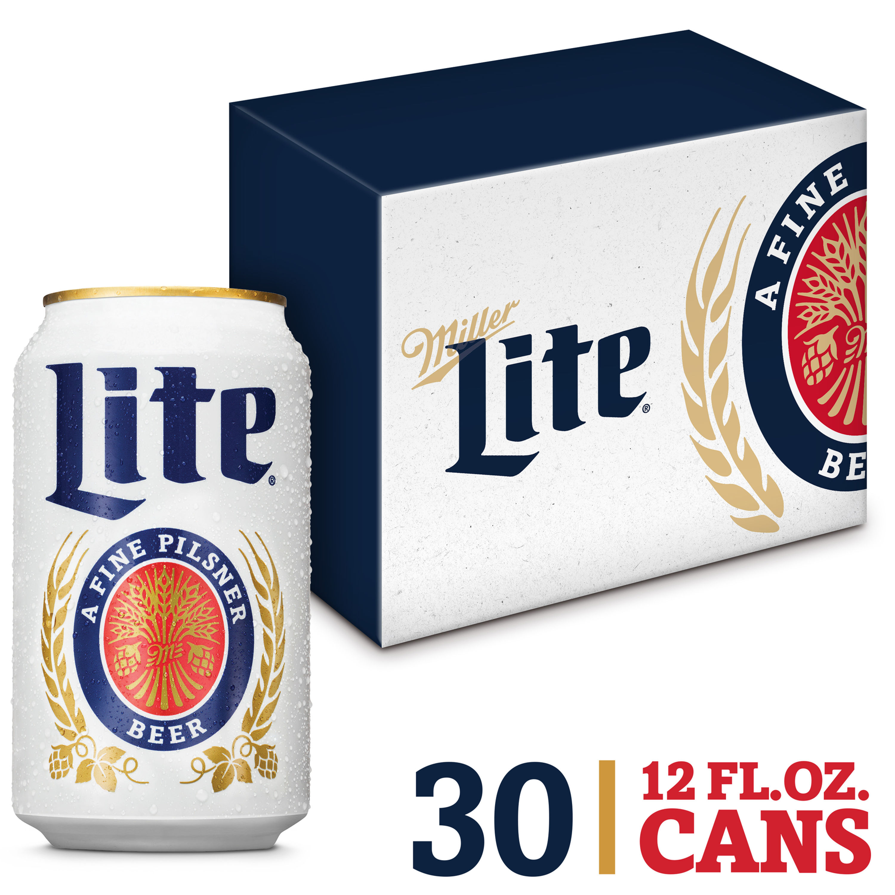 Miller Lite Lager Beer, Light Beer, Beer 30 Pack, 12 FL OZ Cans, 4.2% ABV