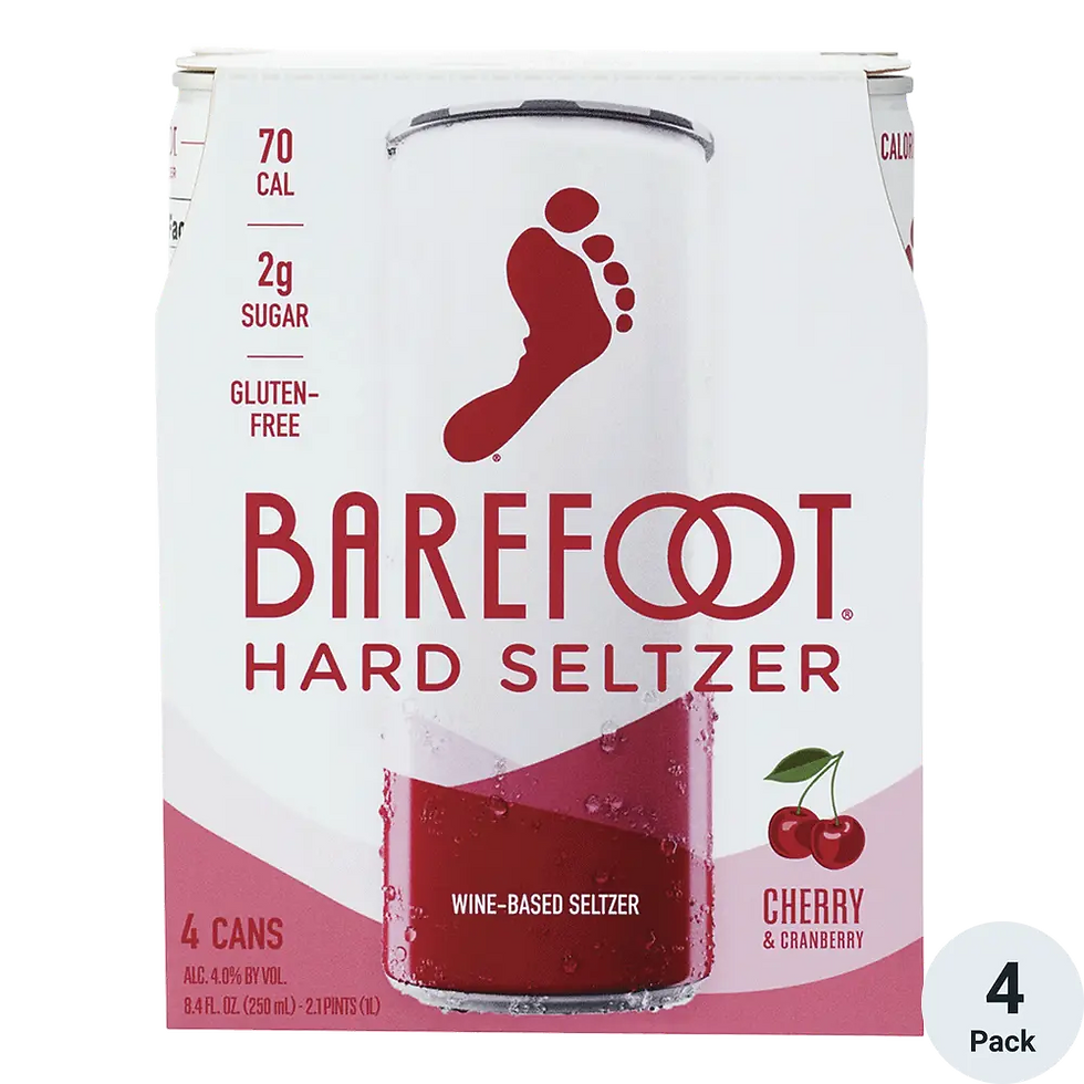 BAREFOOT CHERRY & CRANBERRY HARD SELTZER 4PK-8.4OZ CANS