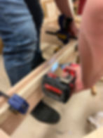 Screwing in the seat support for the plywood