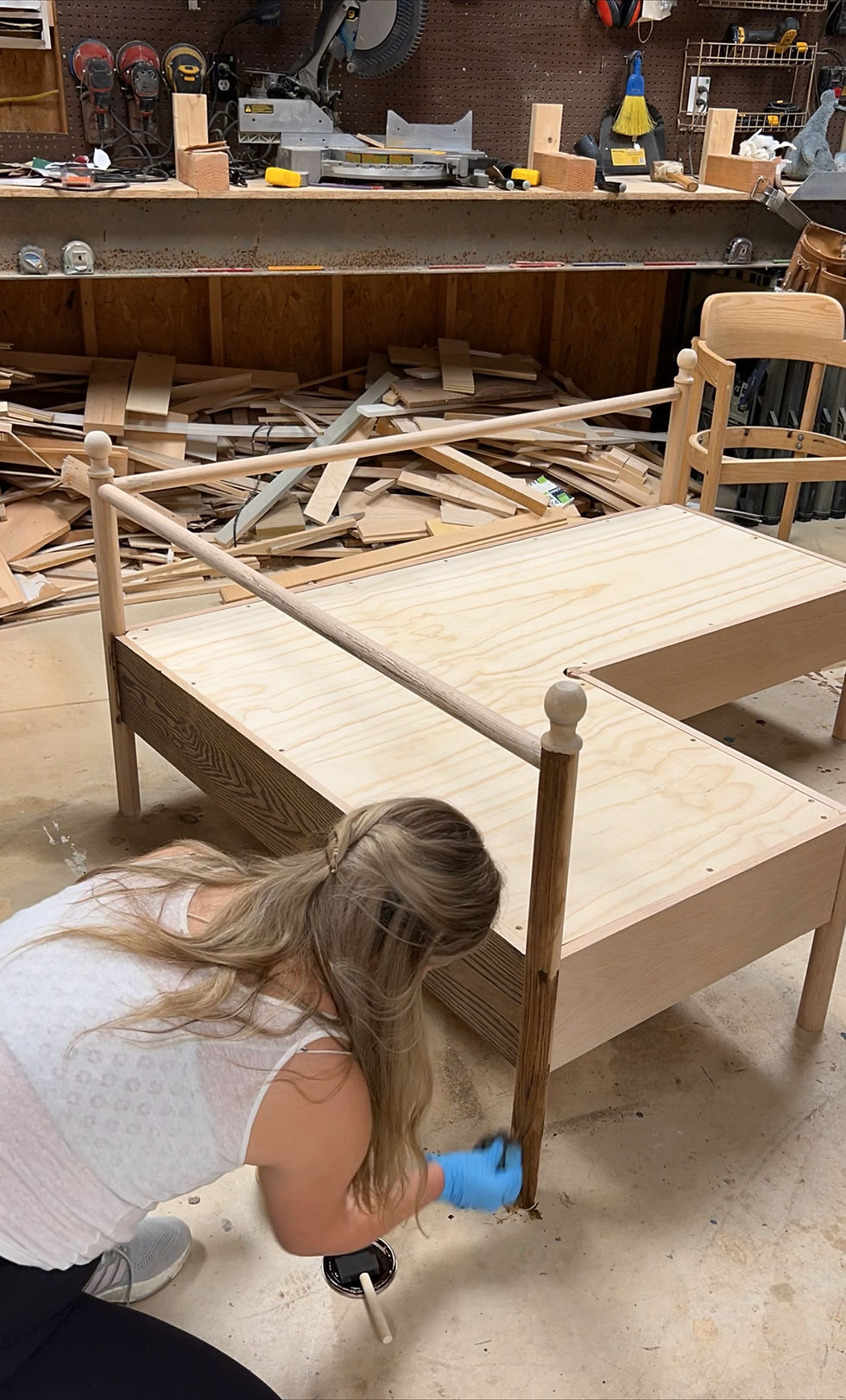 Applying Dark Walnut stain using the staining rag