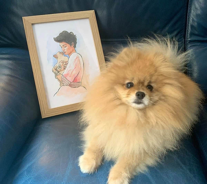 chien et chat à l'aquarelle