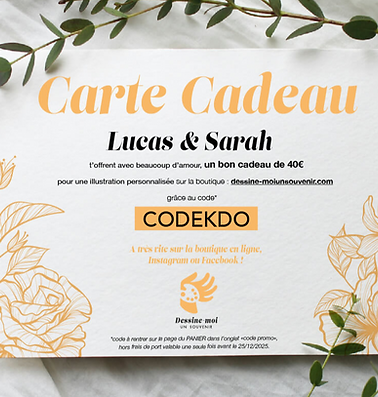 carte cadeau dessin sur mesure