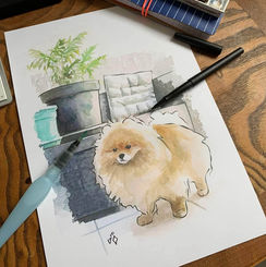 Photo d'une aquarelle de chien faite main
