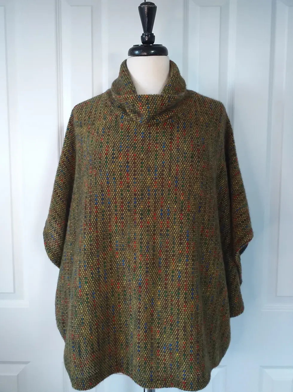 Thumbnail: Quirky Rainbow Dot Poncho Mocha