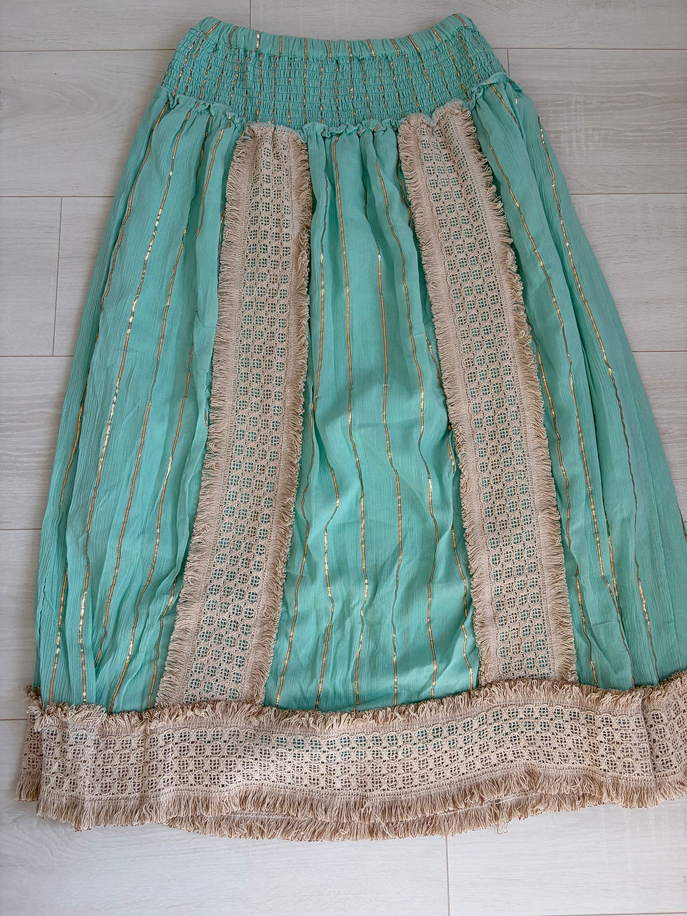 Thumbnail: Bohemian Skirt double strip Fits UK 10-18