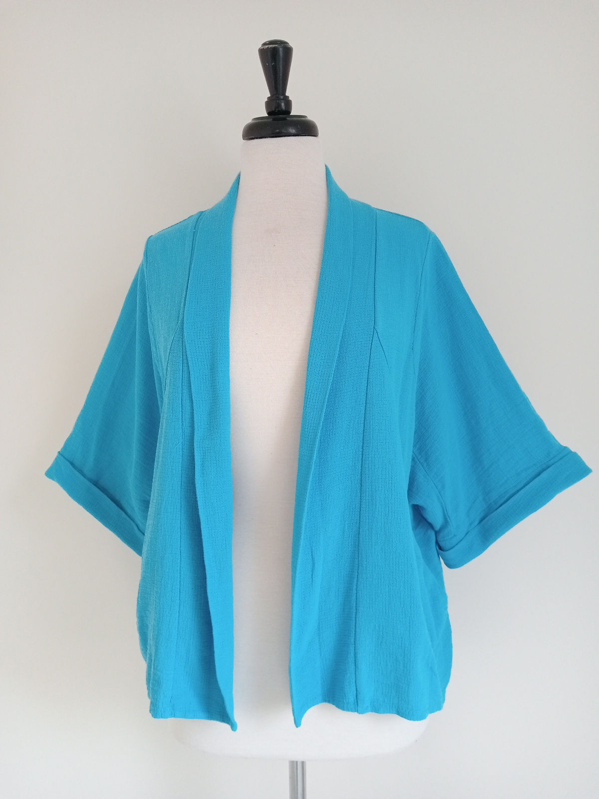 Made In Italy Langenlook Kimono Style Linen Jacket Size 12 14 16 Turquoise
