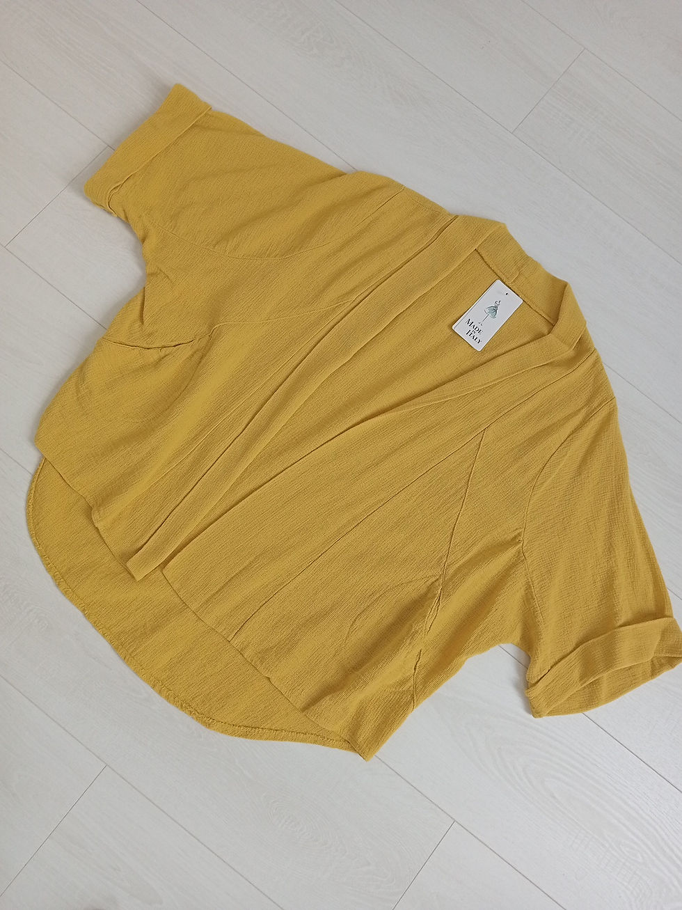 Thumbnail: Made In Italy Langenlook Kimono Style Linen Jacket Size 12 14 16 Mustard 