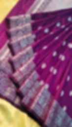 Pleated purple benarasi litchi silk saree