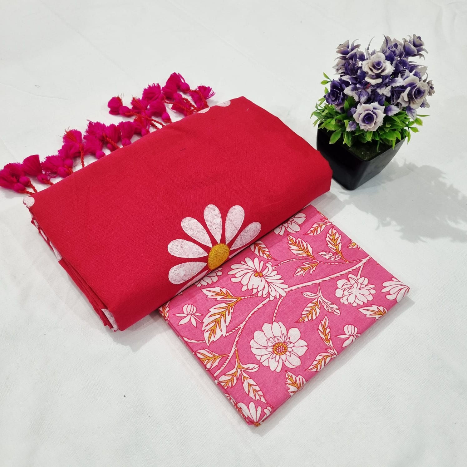 Sunflower Khadi Cotton Saree | Kalamkari Blouse III