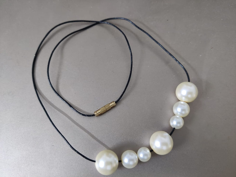 Thumbnail: leather necklace with Amythst with smoky and evil eye and shell pearl