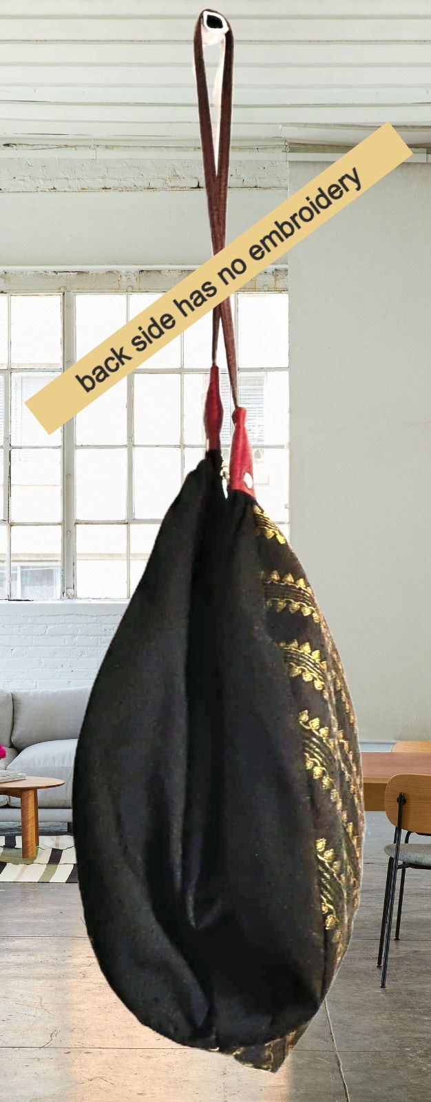 Miniaturebillede: fabric bag with leather strap