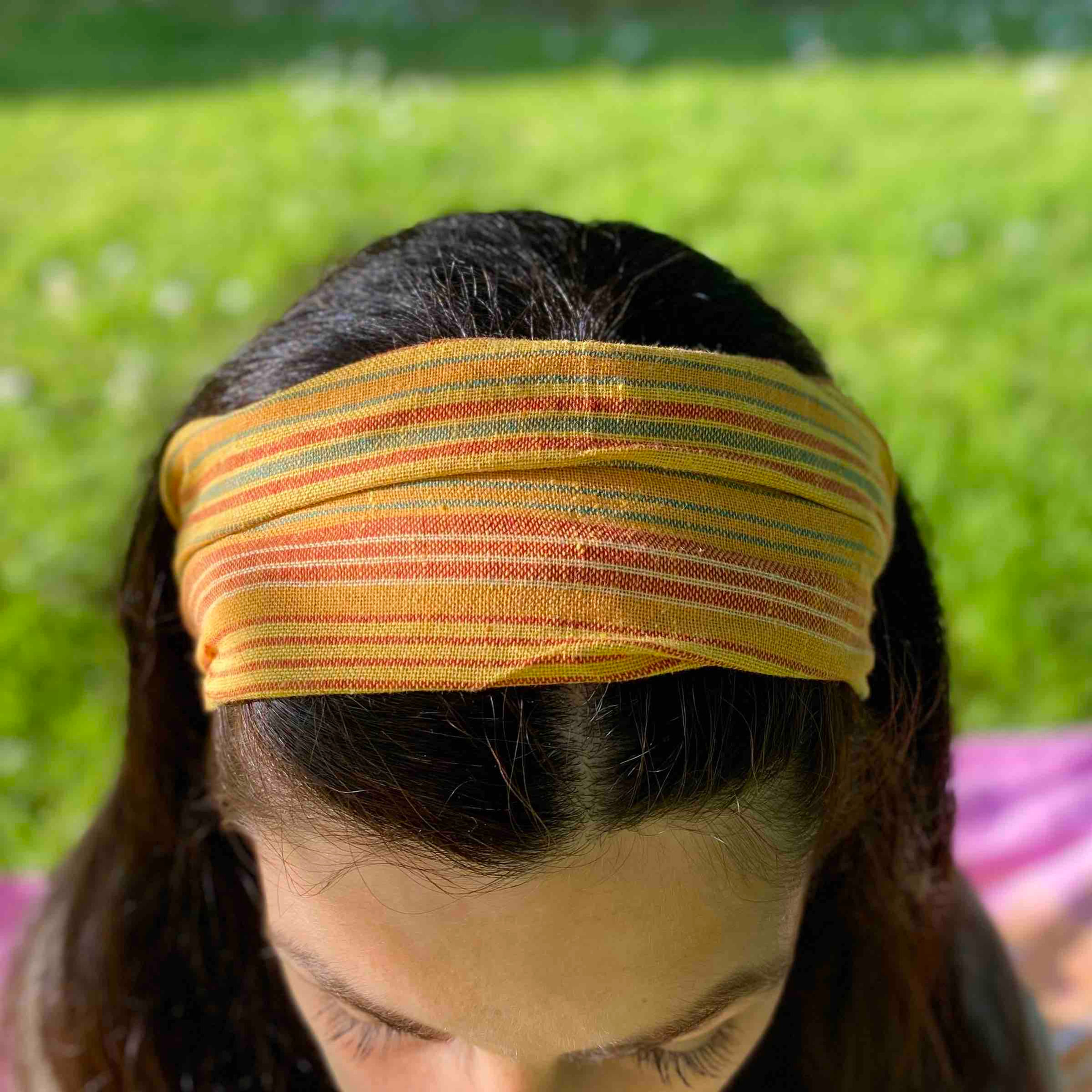 Cotton headband, stylish activewear.