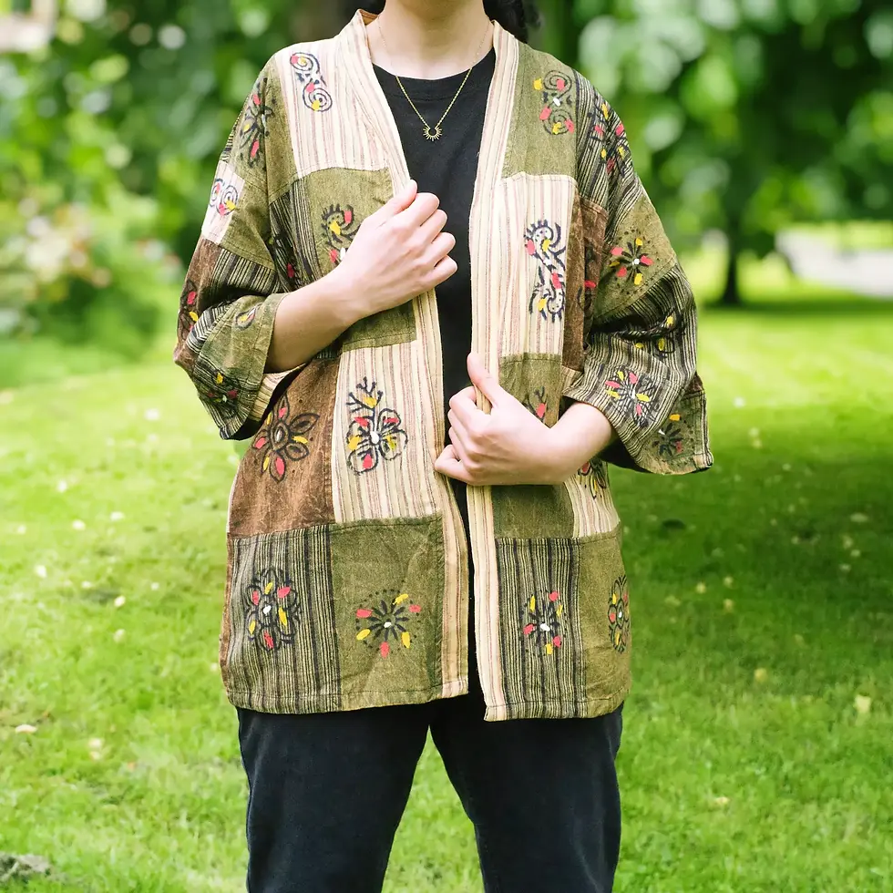 Warmest patchwork kimono, cozy and chic.