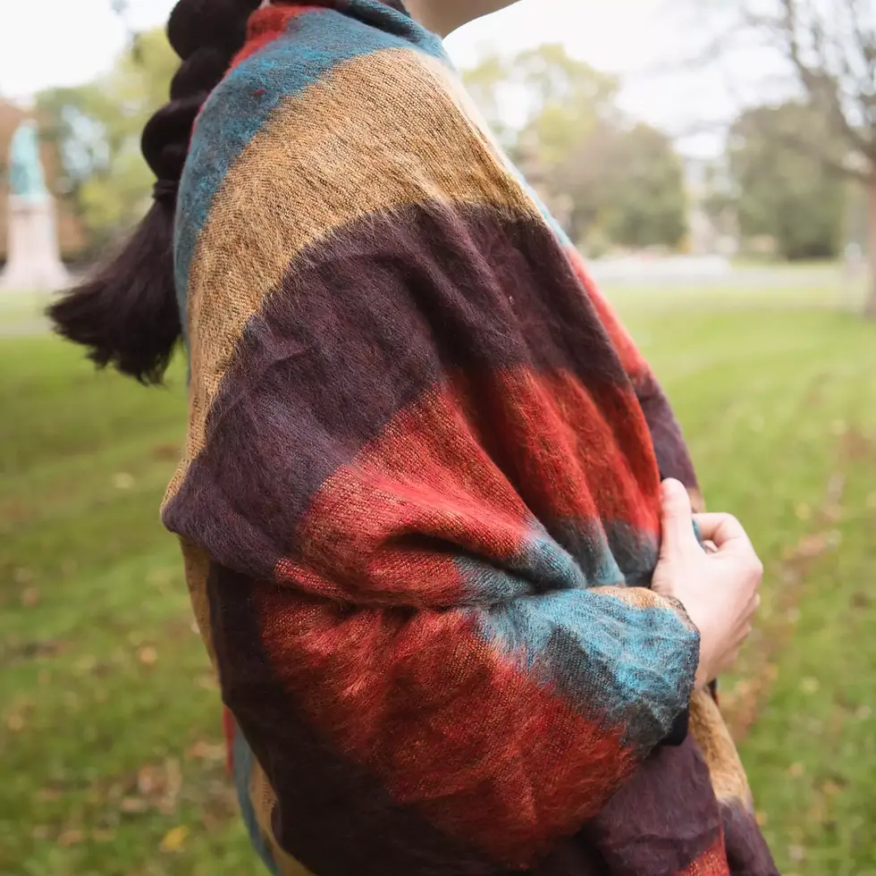 Thumbnail: Softest yak wool shawl, close-up texture view.