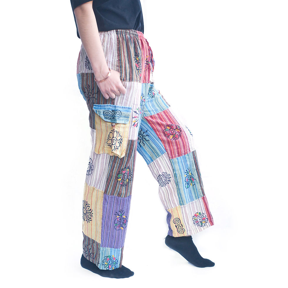 Thumbnail: Patchwork trousers, perfect for relaxation.
