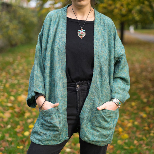 JUNKIRI Kimono Patchwork Haori Boho Hippie Confortable - Fait Main Au Népal Pour Méditation, Yoga Et Détente