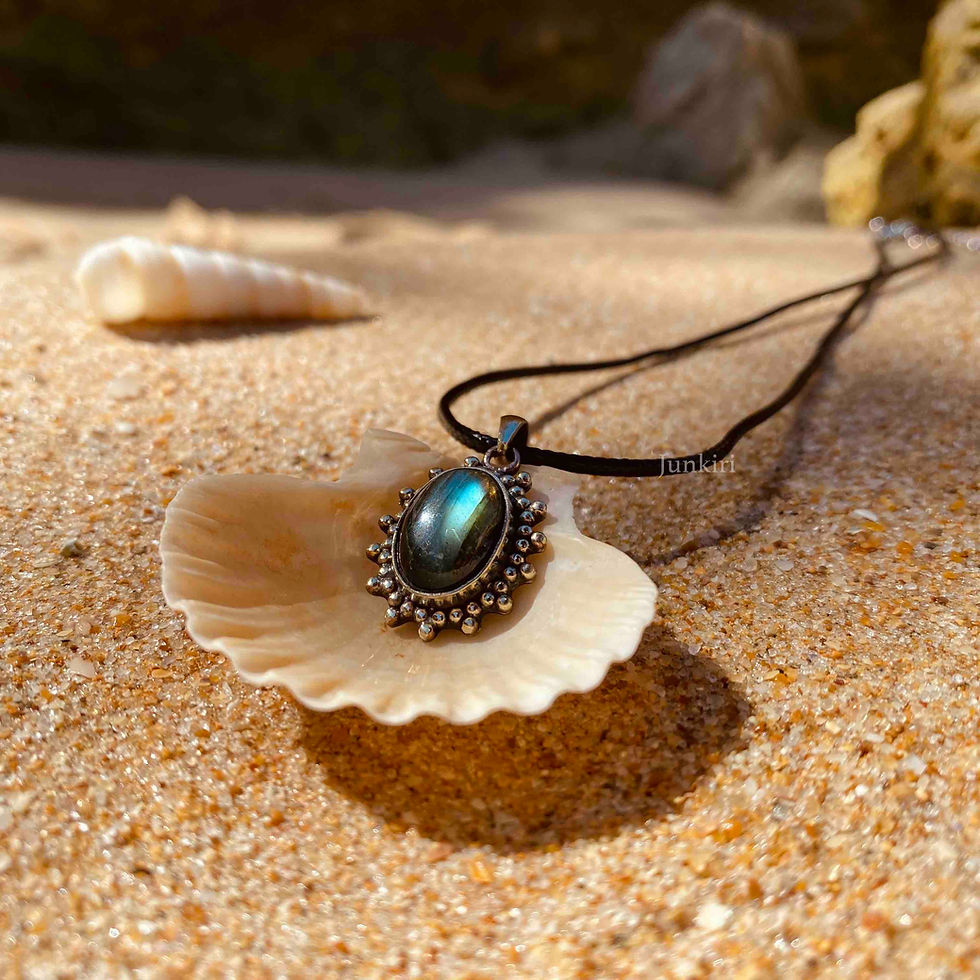 Thumbnail: Labradorite pendant front view.