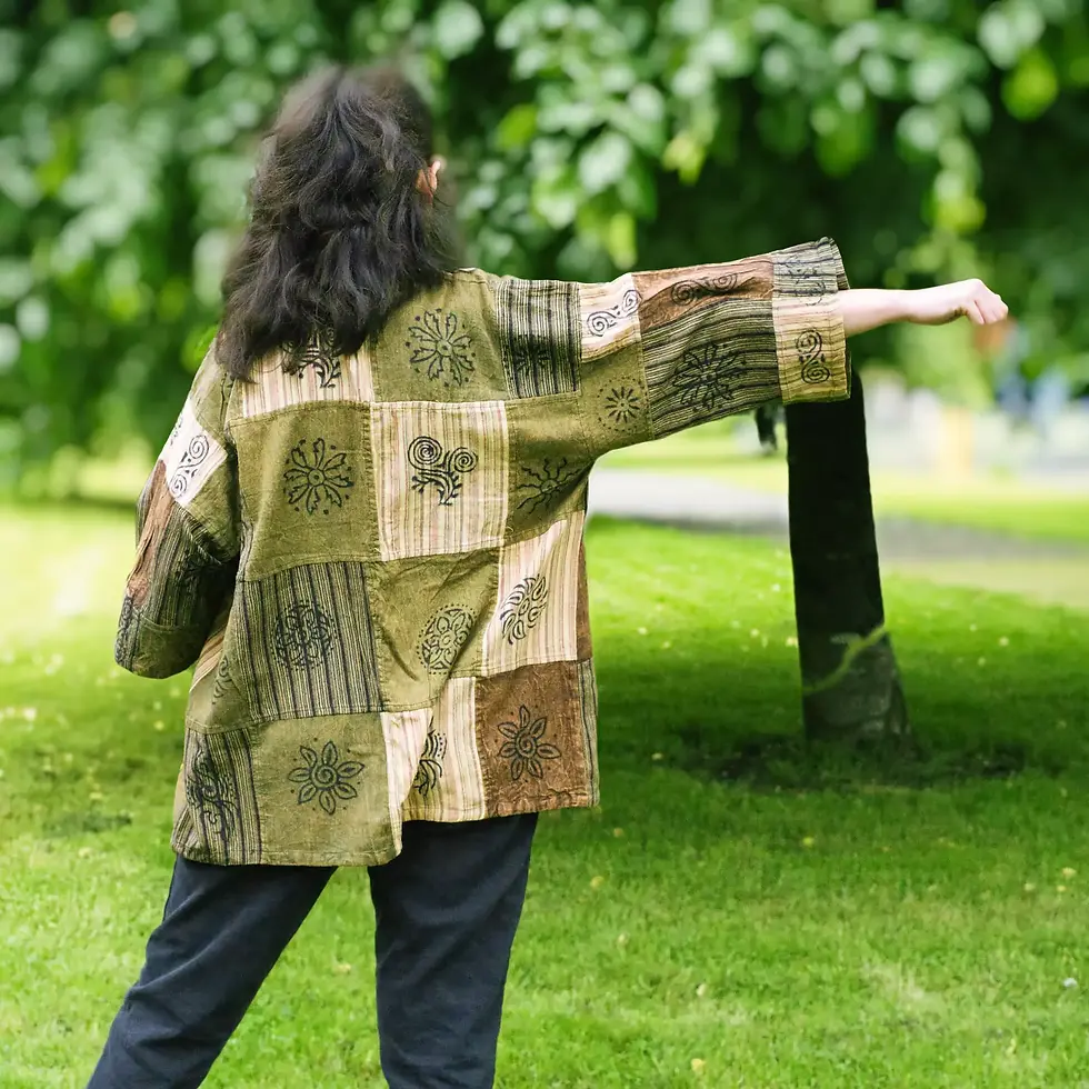 Thumbnail: Stylish patchwork kimono, accentuates any look.