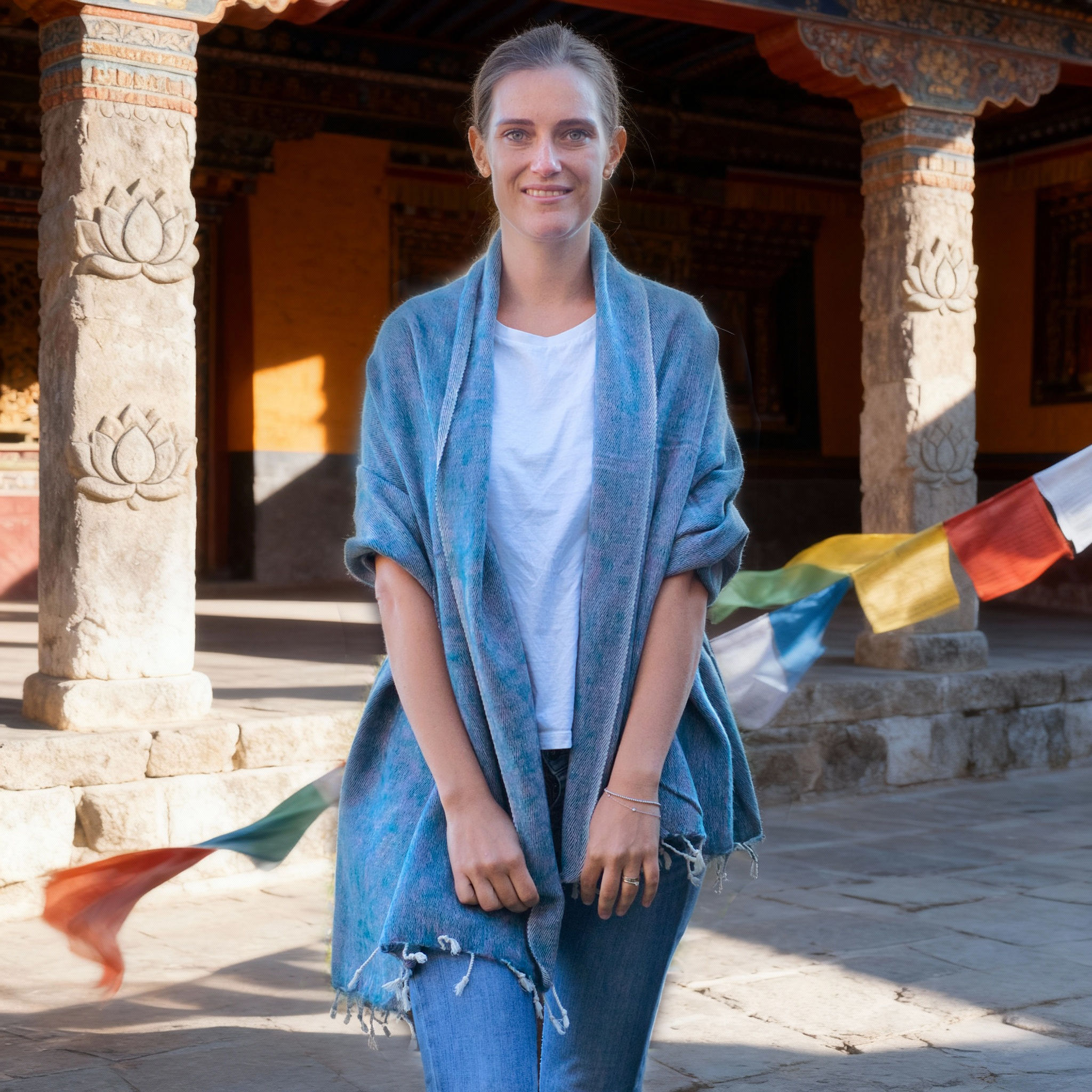 Sciarpa Nepalese in Lana al Tramonto | Scialle Himalayano Grande Hippie