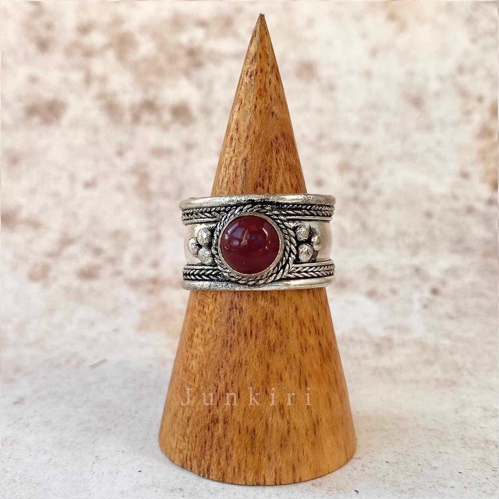 Ethnic Red Stone Ring front view.