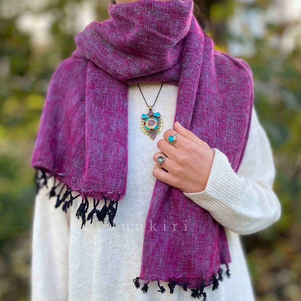 Thumbnail: Premium yak wool shawl in a rich hue.