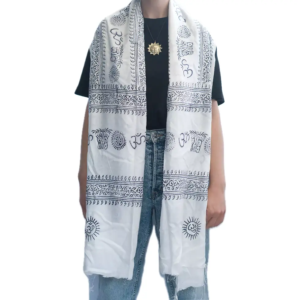 Thumbnail: Vibrant Om scarf, perfect for yoga.