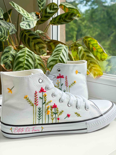 ESTATE DI FIORI Summer Flowers Embroidered shoes, Handicraft Women Shoes