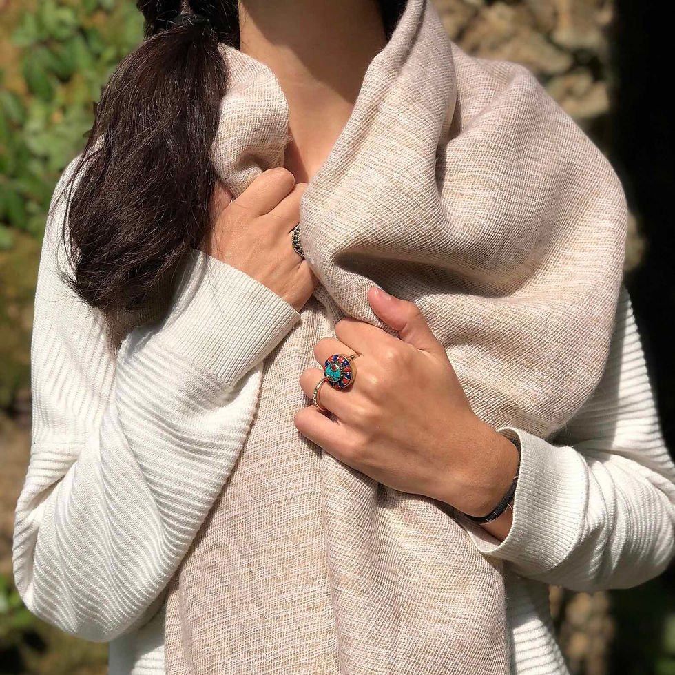 Yak wool shawl for meditation and comfort.