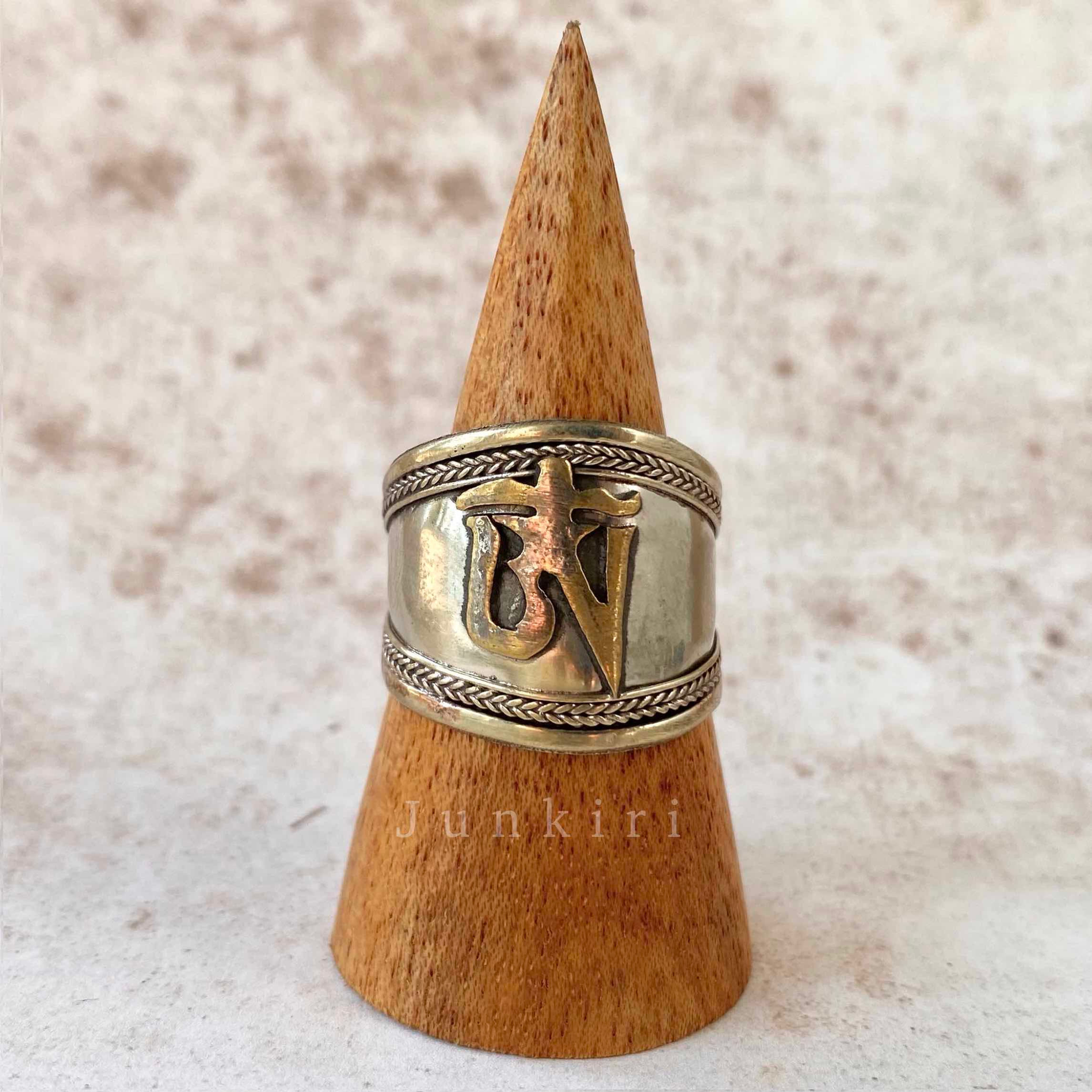 Om Tibetan Ring Front View.