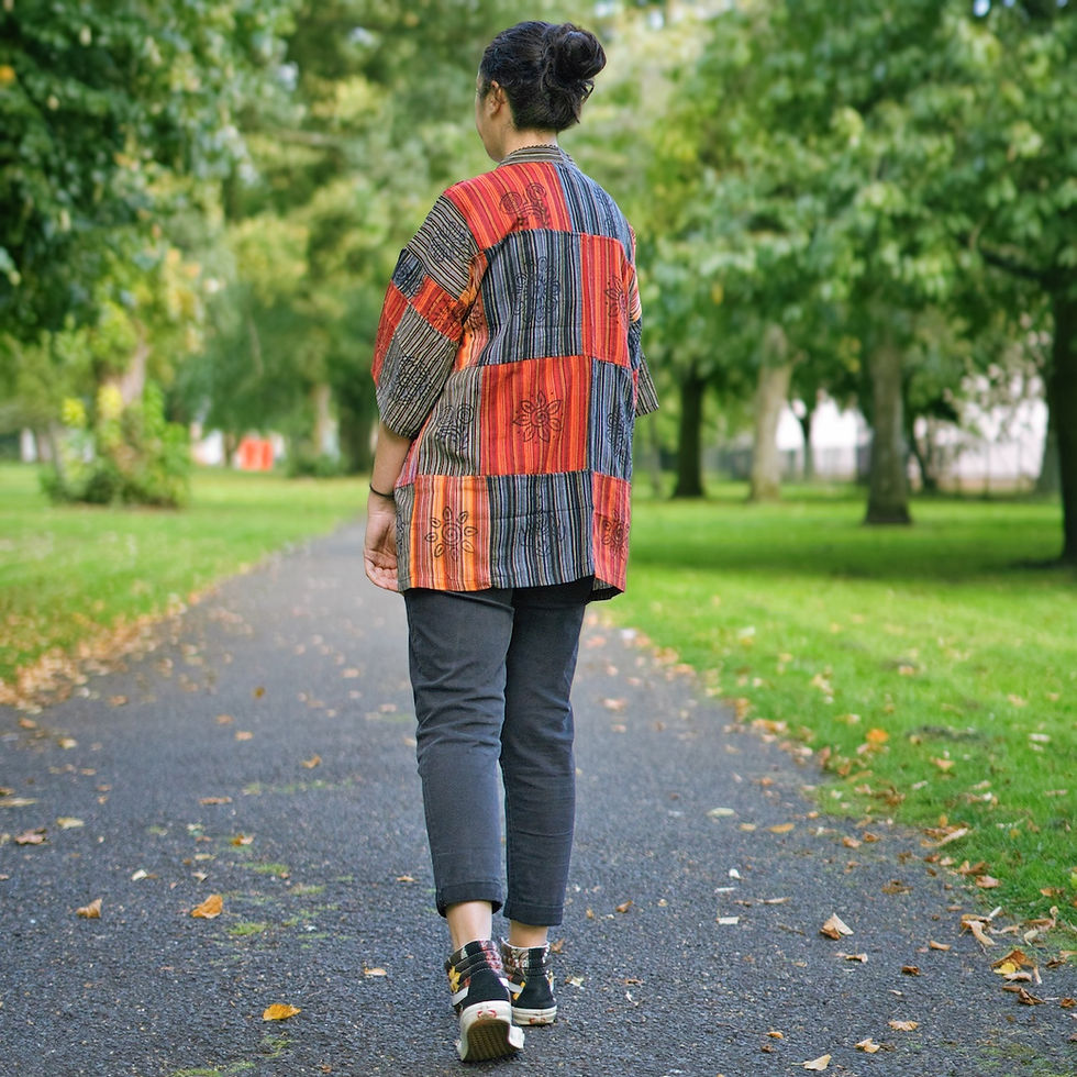 Thumbnail: Modern patchwork kimono, contemporary look.