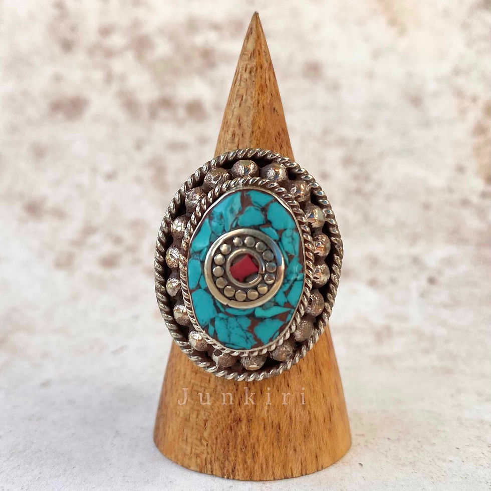 Turquoise Oval Ring Front View.