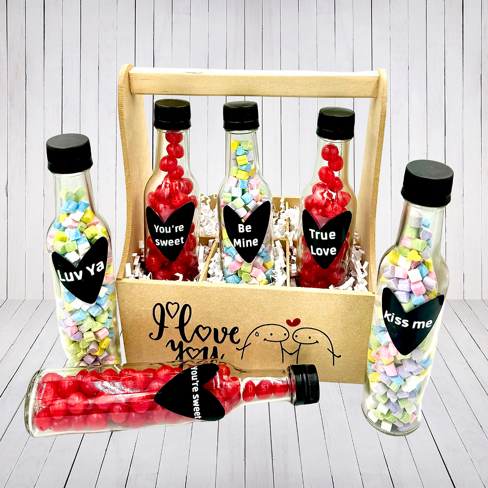 Thumbnail: Caja de Regalo Porta Botellas con Dulces San Valentín