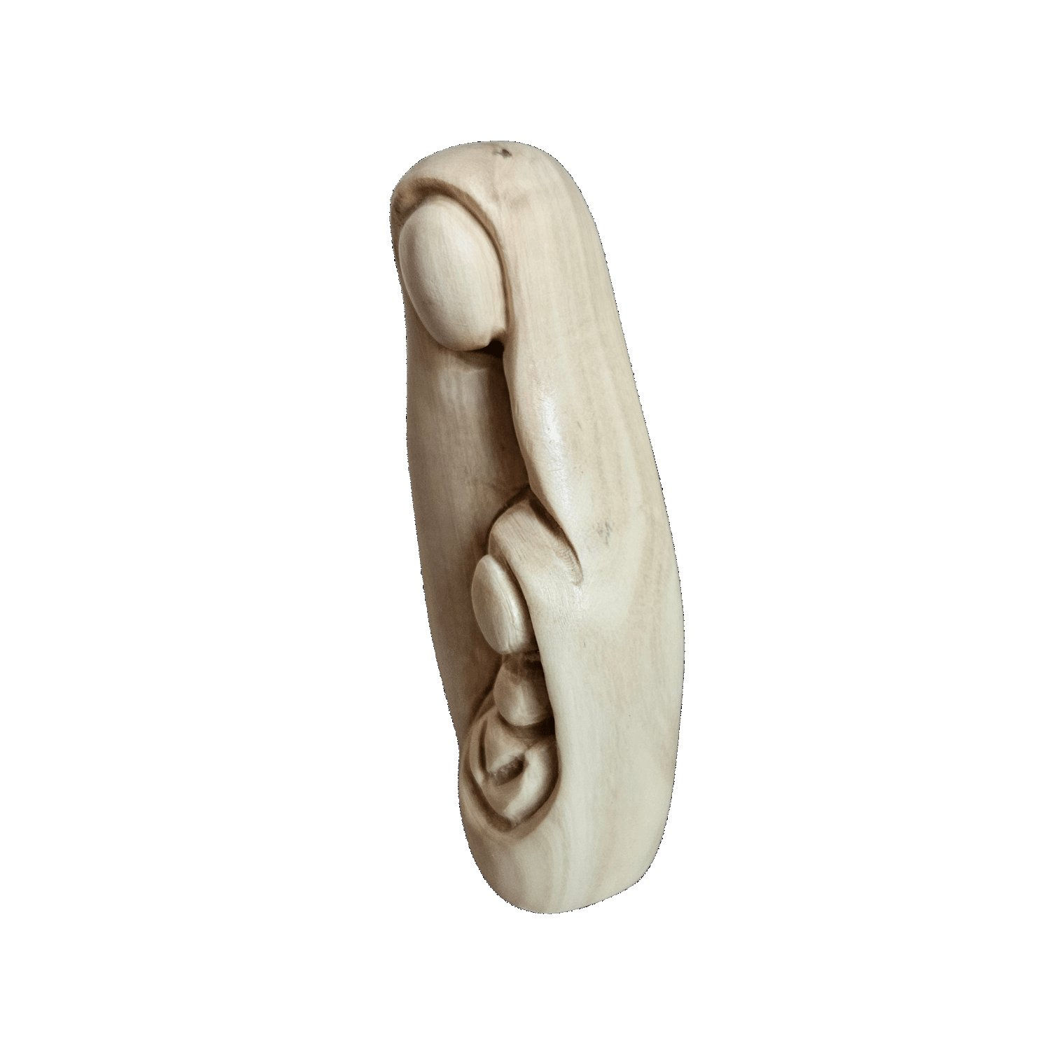 Sainte Famille minimaliste en bois d’olivier de Bethléem – Sculpture artisanale