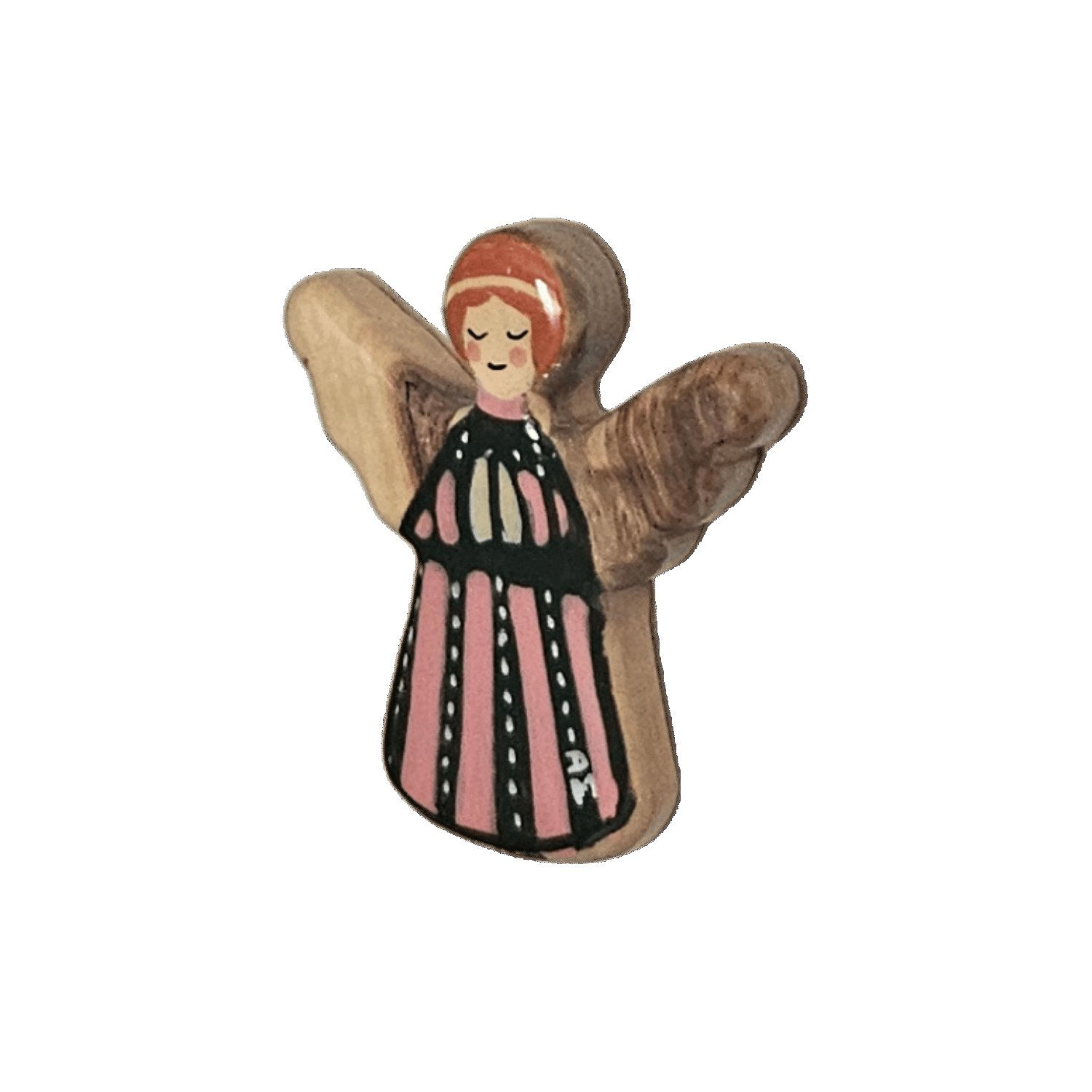Aimant ange en bois d’olivier – Décoré et peint à la main
