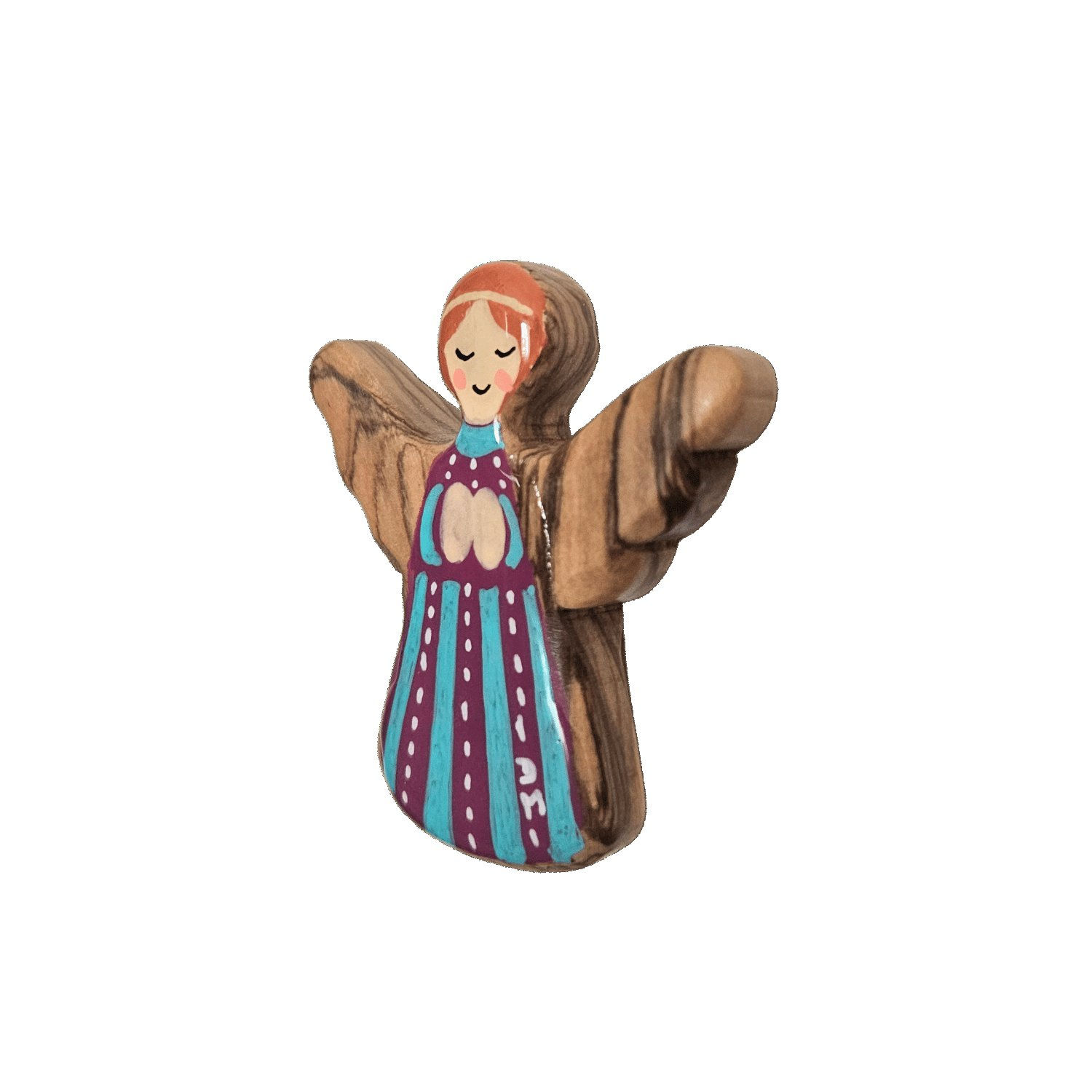 Aimant ange en bois d’olivier – Décoré et peint à la main