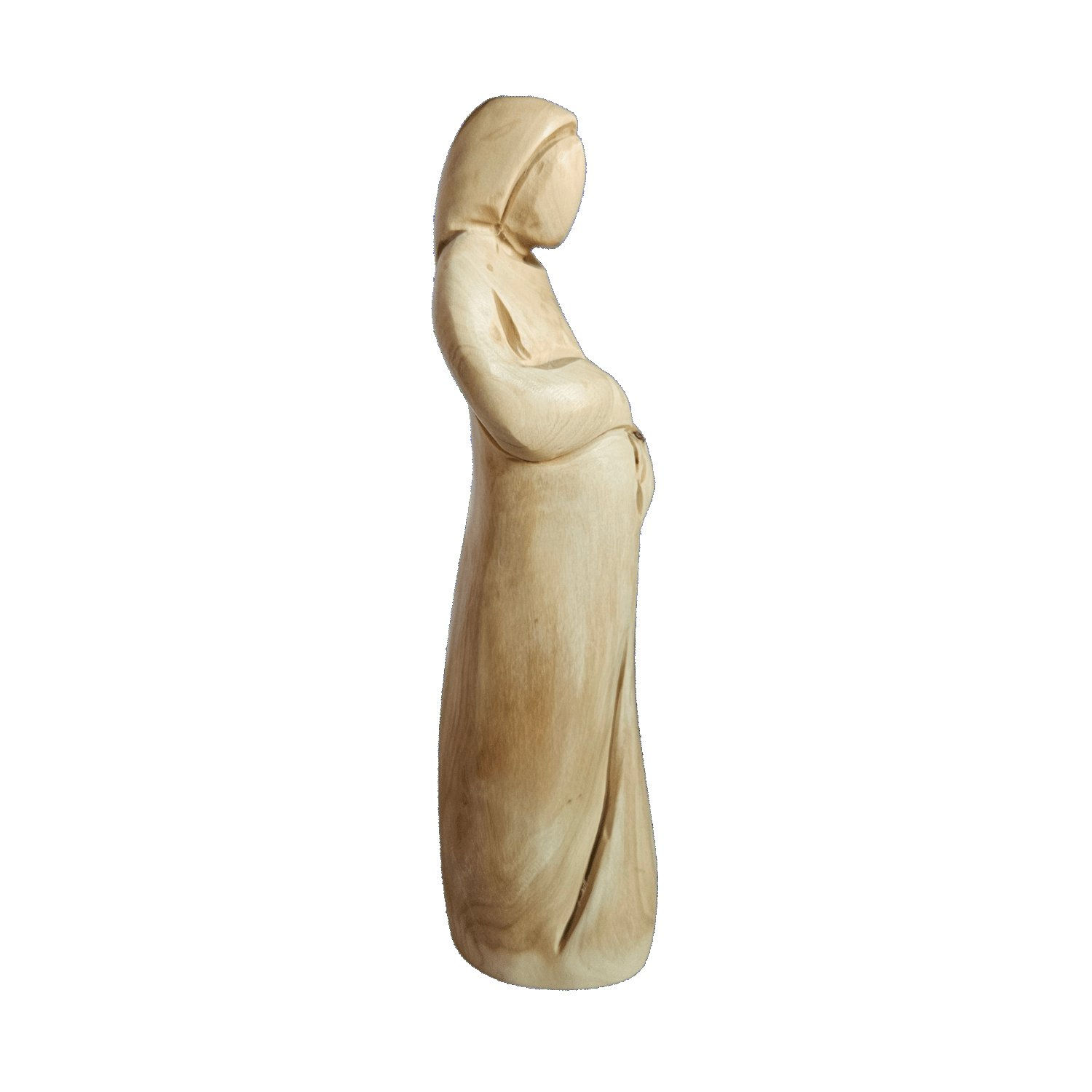 Vierge enceinte en bois d’olivier – Sculpture artisanale de Bethléem