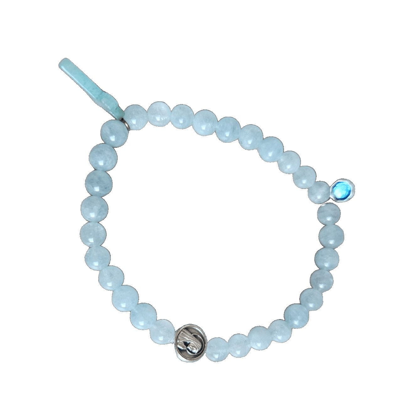 Bracelet chrétien en pierres naturelles, croix et médaille de Lourdes
